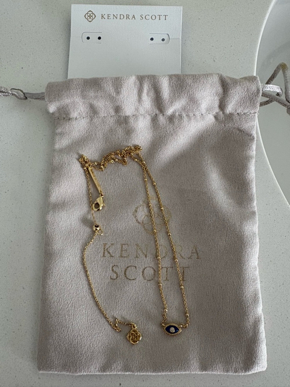 Kendra Scott Gold-Tone Necklace with Blue Evil Eye Pendant - Picture 6 of 7